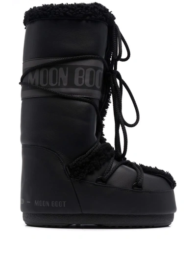 Shop Moon Boot Lab69 Icon Leather Snow Boots In Black