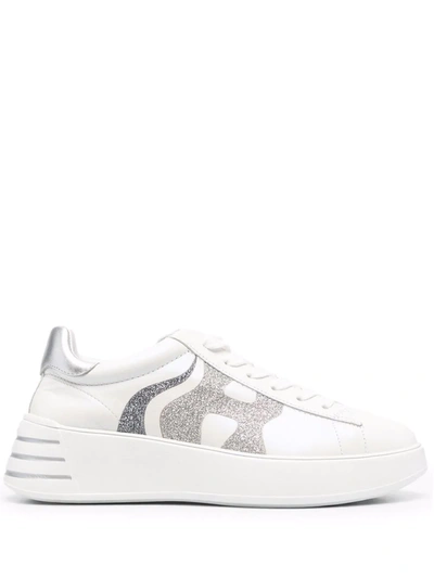 Shop Hogan Glitter-detail Rebel Sneakers In White