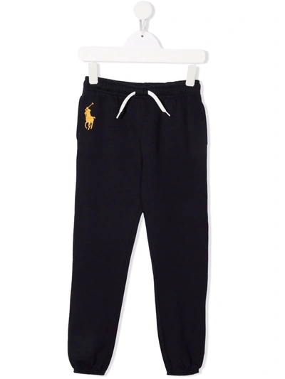 Shop Ralph Lauren Embroidered Polo Pony Track Pants In Blue