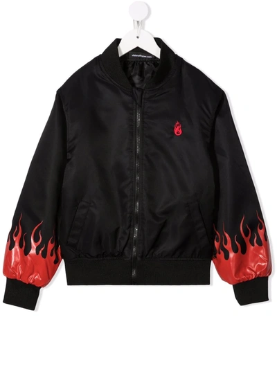 Vision Of Super Flame-print Bomber Jacket In Black