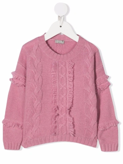 Il Gufo Kids Pink Sweater With Braids And Fringes In Pink