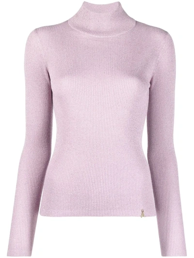 Shop Patrizia Pepe Long-sleeve Knitted Top In Purple