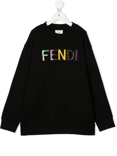 Shop Fendi Logo-embroidered Sweatshirt In Black