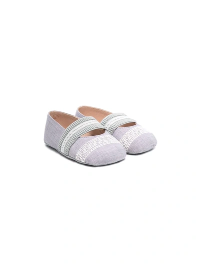 Shop Fendi Baby Ballerina Shoes In Grey
