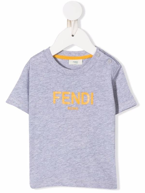 Fendi Baby Logo T Shirt In Grey Modesens