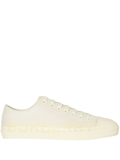 Shop Burberry Logo-print Low-top Sneakers In White