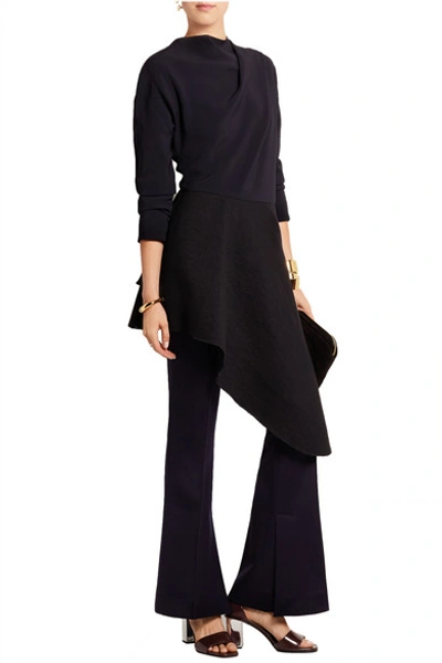 Shop Marni Cropped Wool-twill Flared Pants In Blue