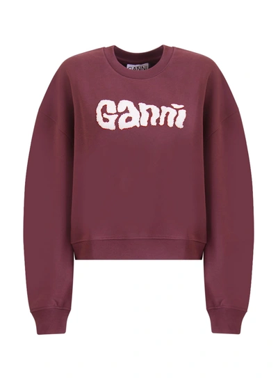 Shop Ganni Responsible Isoli Logo Sweatshirt In Rosso