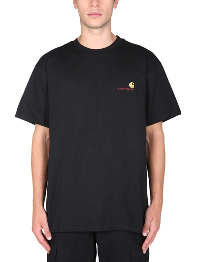 Shop Carhartt T-shirt With Embroidered Logo In Nero