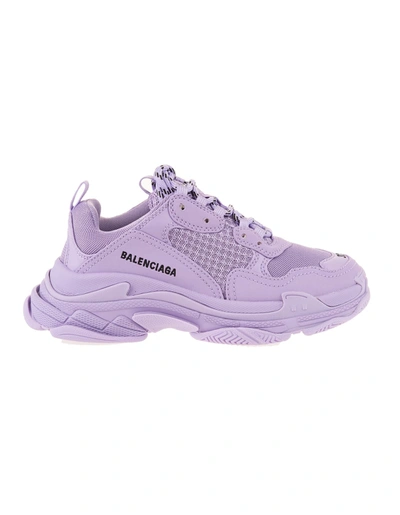 Shop Balenciaga Kids Lilac Triple S Sneakers In Lilac/black