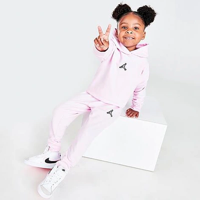 Shop Nike Jordan Girls' Toddler Jumpman Essentials Fleece Hoodie And Jogger Pants Set In Pink Foam