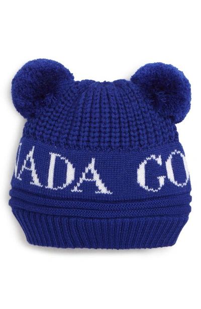 Shop Canada Goose Double Pompom Hat In Pacific Blue