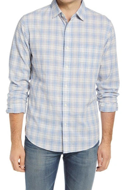 Shop Faherty Cloud Plaid Button-up Shirt In Blue Coral Grey Plaid