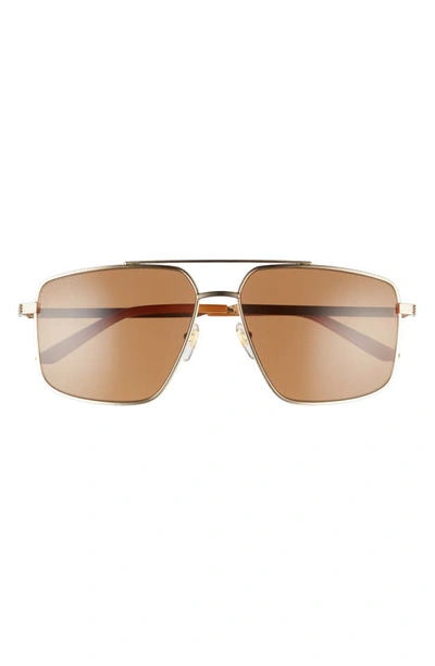 Shop Gucci 60mm Aviator Sunglasses In Gold/ Brown