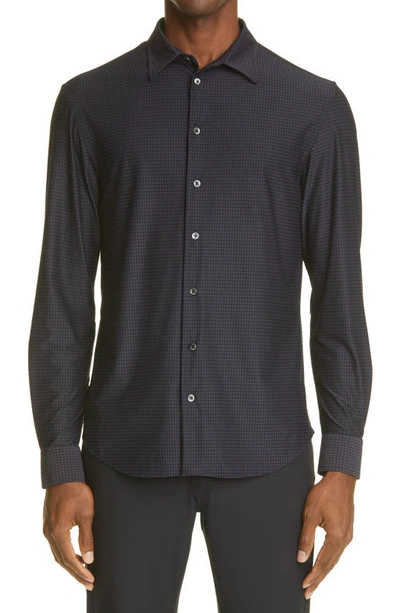 Shop Emporio Armani Slim Fit Performance Stretch Button-up Shirt In Navy