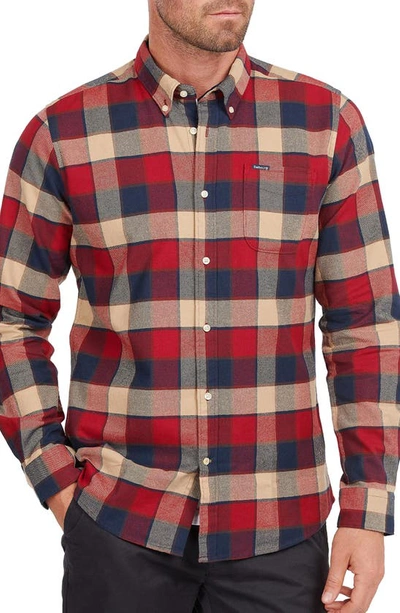 Shop Barbour Valley Tailored Fit Plaid Button-down Shirt In Rich Red