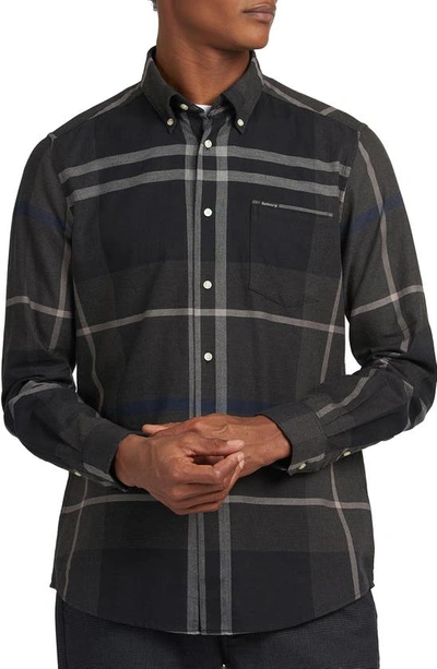 Shop Barbour Dunoon Tailored Fit Plaid Button-down Shirt In Graphite