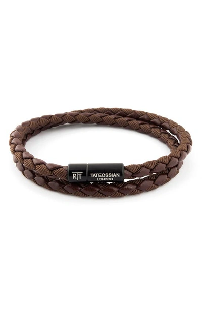 Shop Tateossian 'chelsea' Double Wrap Bracelet In Brown