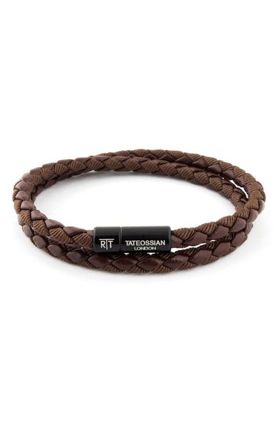 Tateossian Chelsea Double-wrap Braided Bracelet, Brown In Brown