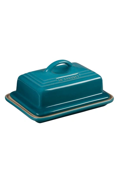 Shop Le Creuset Heritage Butter Dish In Caribbean