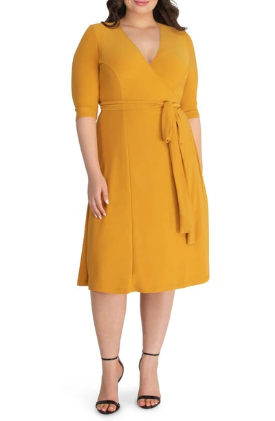 Shop Kiyonna Essential Wrap Dress In Tuscan Sun