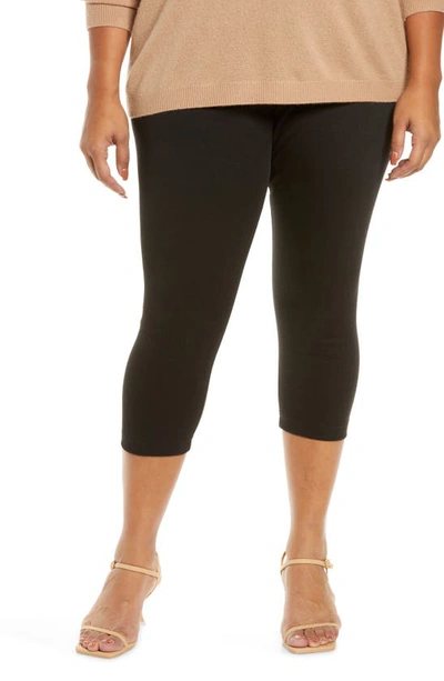 Lyssé Plus Size Stretch Denim Capri Pants In Black