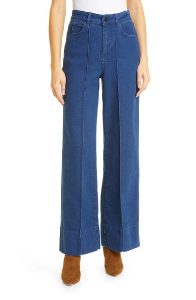 Ted Baker Womens Mid-blue Deniie Wide-leg High-rise Stretch-denim Jeans 30  In Mid Blue | ModeSens