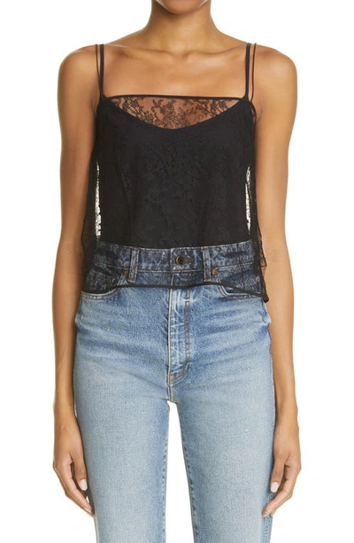 Shop Khaite Sadie Chantilly Lace Tank In Black