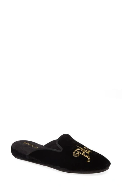 Shop Patricia Green Paris France Embroidered Velvet Slipper In Black Velvet