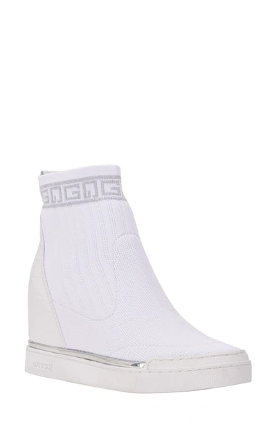 Shop Guess Fessa Knit Boot In White