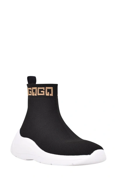 Shop Guess Sindera High Top Sock Sneaker In Black/ Brown