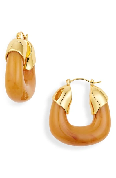 Shop Lizzie Fortunato Organic Hoop Earrings In Mocha