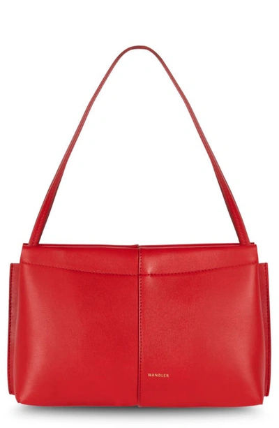 Shop Wandler Mini Carly Leather Shoulder Bag In Lipstick 2028