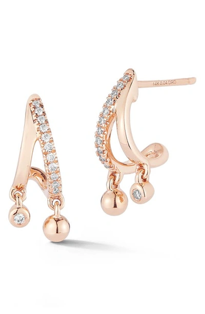 Shop Dana Rebecca Designs Poppy Rae Pebble Diamond Drop Huggie Hoop Earrings In Rose Gold