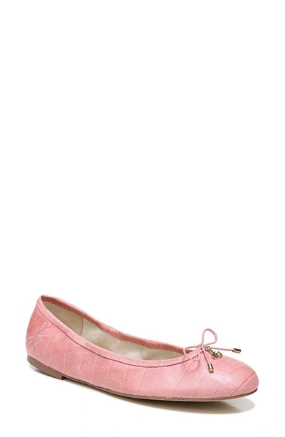 Shop Sam Edelman Felicia Croc Embossed Flat In Cherry Blossom Se