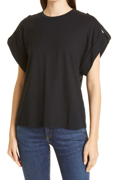 Shop Ag Khloe Cuff Sleeve T-shirt In True Black