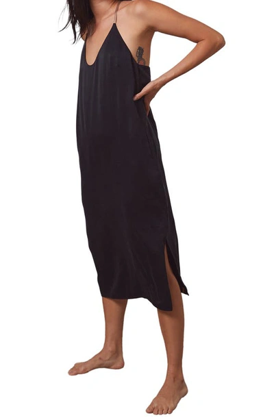Shop Lunya Washable Silk Slipdress Nightgown In Immersed Black