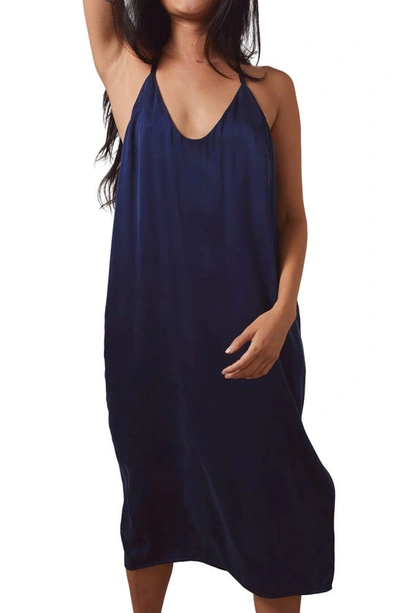 Shop Lunya Washable Silk Slipdress Nightgown In Deep Blue