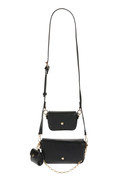 Shop Mali + Lili Three-piece Vegan Leather Convertible Crossbody Bag In Black