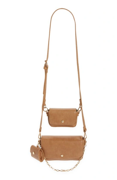 Shop Mali + Lili Three-piece Vegan Leather Convertible Crossbody Bag In Camel