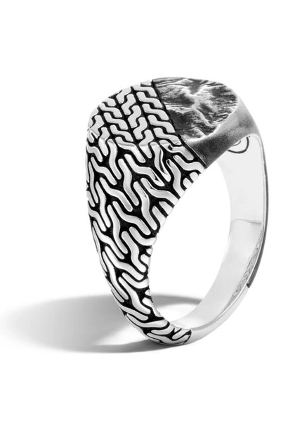Shop John Hardy Flat Chain Signet Ring In Silver