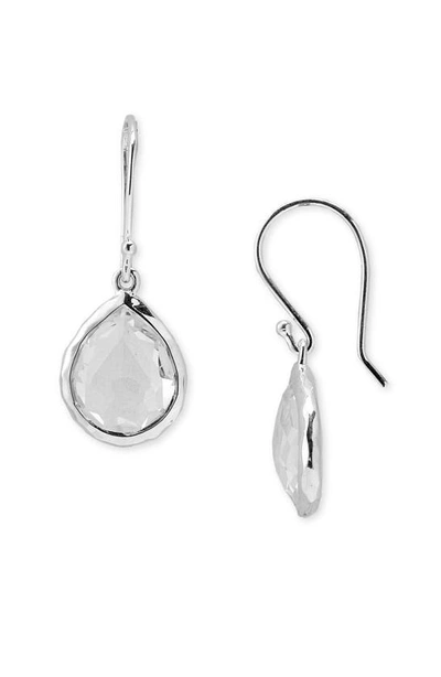 Shop Ippolita Rock Candy® Teeny Teardrop Earrings In Silver / Clear Quartz