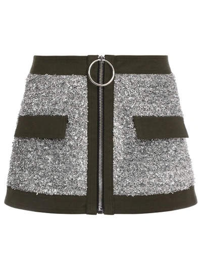 Shop Balmain Low-rise Tweed And Canvas Mini Skirt Silver And Black