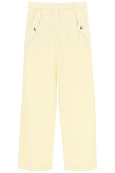 Shop Kenzo Cropped Corduroy Trousers In White
