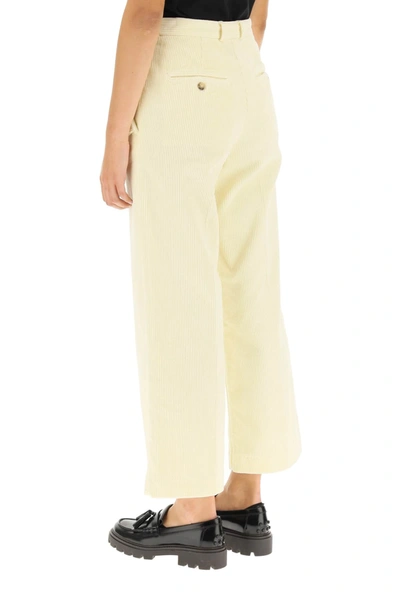 Shop Kenzo Cropped Corduroy Trousers In White