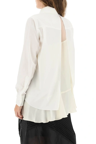 Shop Sacai Shirt With Asymmetric Panel In White,beige