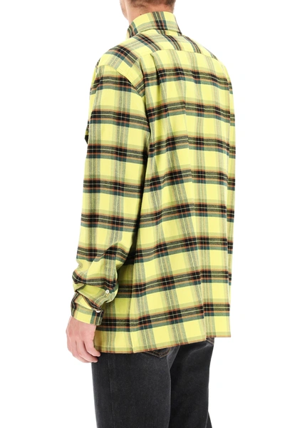 Shop Loewe Cotton Flannel Check Shirt In Yellow,brown,green