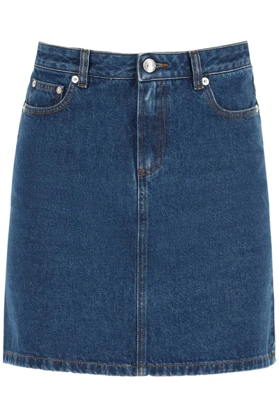 Shop Apc Standard Denim Mini Skirt In Blue