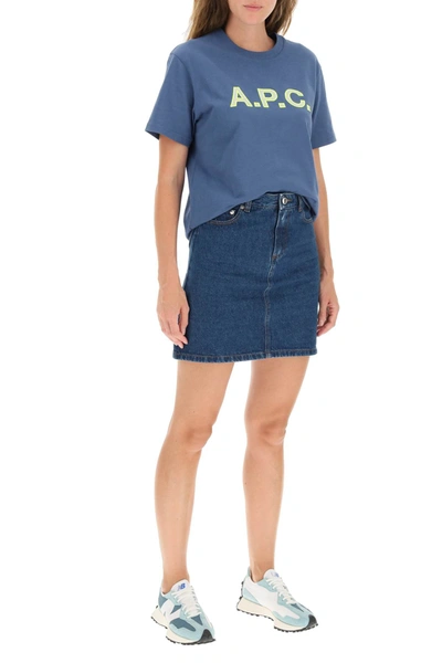 Shop Apc Standard Denim Mini Skirt In Blue