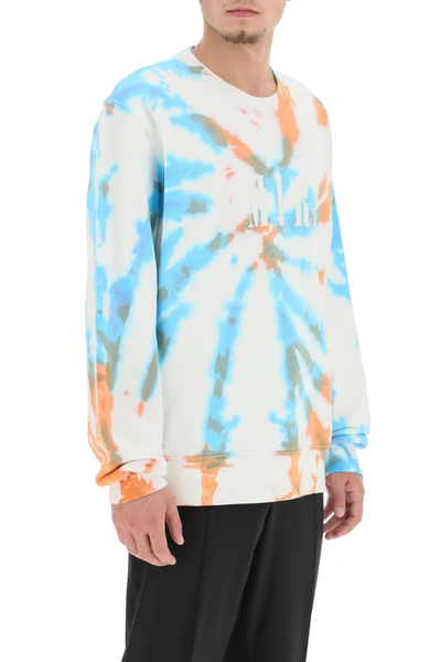 Shop Amiri Tie Dye Core Logo Sweatshirt In White,orange,light Blue